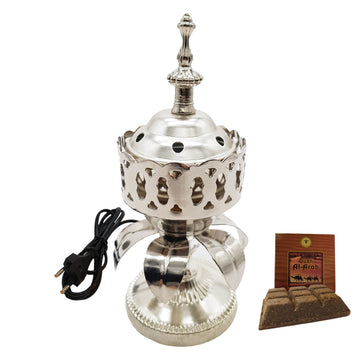 Electrical Bakhoor Burner & 50g Fragrance Paste - Silver
